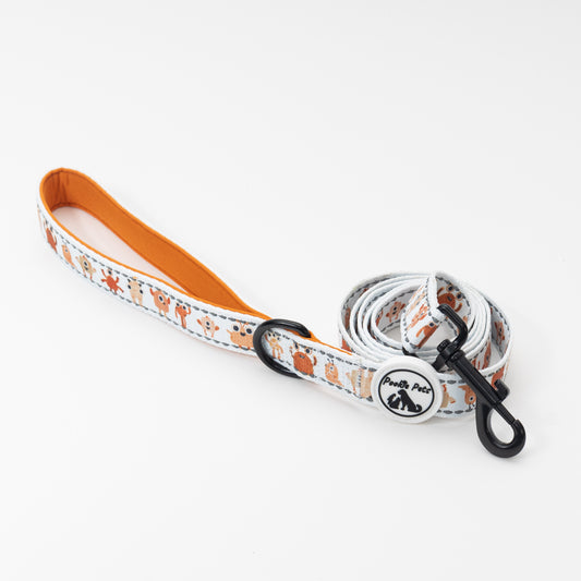 Vibrant and Colorful Orange Monsters Dog Leash by Pookie Pets