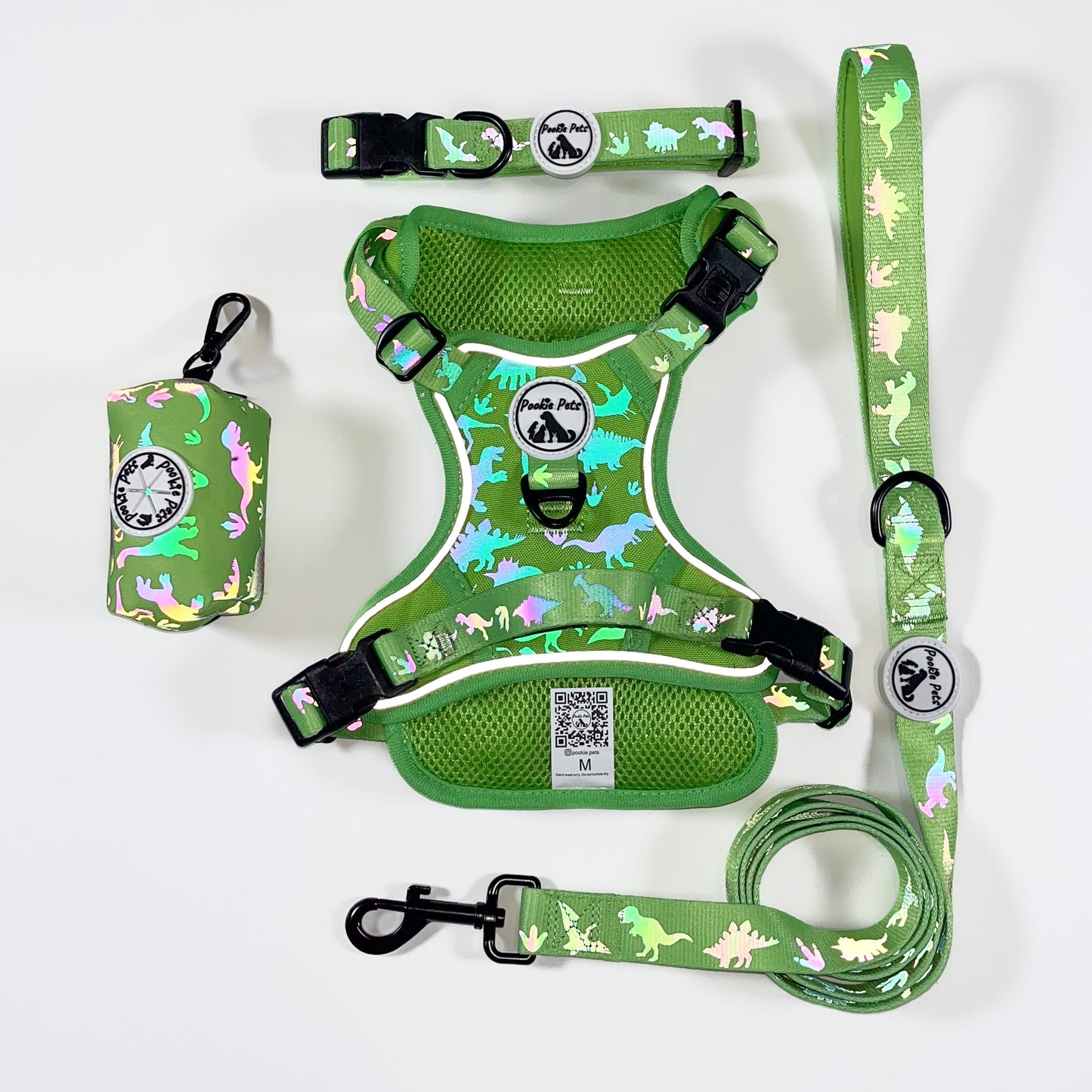 Reflective Comfort Explorer Harness with Dinosaur Theme by Pookie Pets