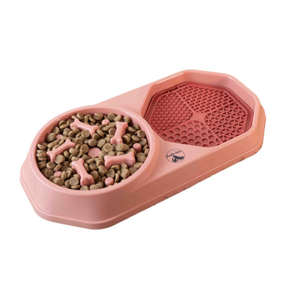 Dual Wet Dry Pet Food Slow Feeder Bowl | Pookie Pets